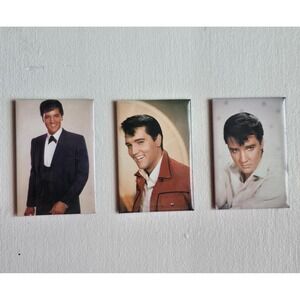 Elvis Presley Magnets Vintage 80s Set of 3 Photo Cards Refrigerator Collectible